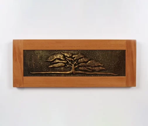 Cold Cast Tree Carving, Mahogany Frame